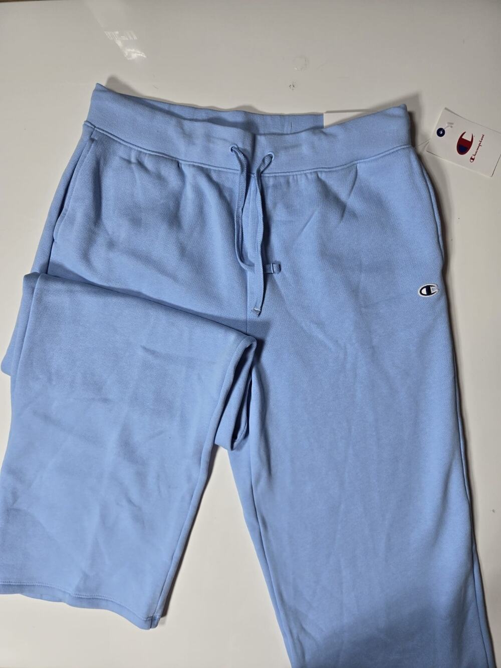 Champion Women’s Blue Wide‑Leg Sweatpants Size XL Cotton Logo Relaxed New - Picture 1 of 5